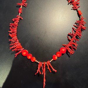 Red Coral Necklace, approximately 20 inches end to end